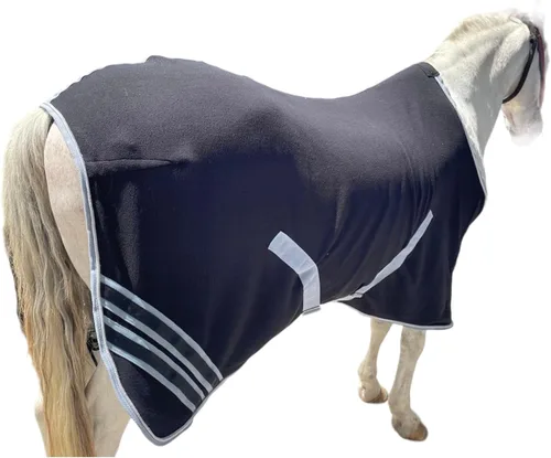 Vista 5 de Majestic Ally Manta de caballo de forro polar antibolitas con cuerda trenzada plateada (negro, 70)