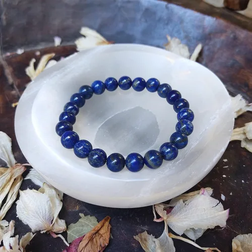 Vista 2 de DHYANARSH - Pulsera unisex de lapislázuli natural, certificado 100% original, 0.315in