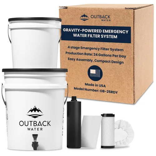 Vista 6 de Outback Water - Sistema de filtro de agua potable de emergencia, cubo alimentado por gravedad, filtración de agua potable para supervivencia, fuera