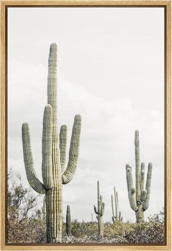 Vista 2 de SIGNWIN Lienzo enmarcado para pared, diseño de planta de bosque de montaña verde pastel, naturaleza, ilustraciones de área silvestre, arte moderno
