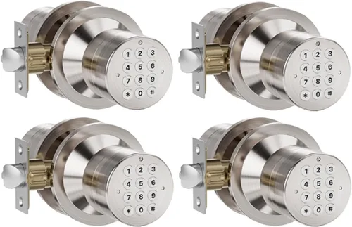 Vista 10 de Cerradura de entrada sin llave con código, pomo de puerta digital con teclado para dormitorio, puerta principal, garaje, hogar, apartamento, bronce