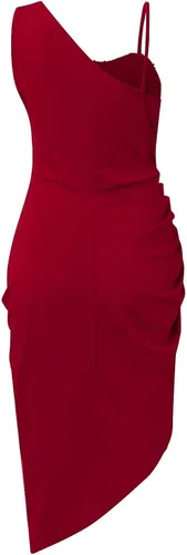 Vista 4 de Vestidos de cóctel casuales para mujer, vestido largo de verano con abertura de un hombro fruncido, vestido de noche maxi vestido casual
