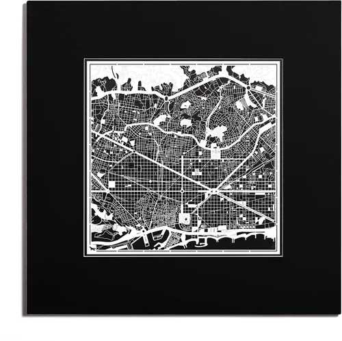 Vista 48 de O3 Design Studio Mapa de corte de papel de París, color negro mate, 20 x 20 pulgadas, arte en papel