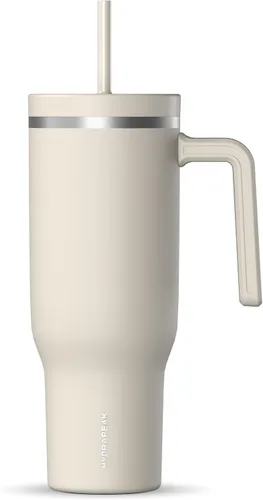 Vista 9 de Hydrapeak Voyager Vaso de 40 oz con Asa y Tapa con Pajita Botella de Agua Reutilizable de Acero Inoxidable Taza de Viaje Compatible con Portavasos
