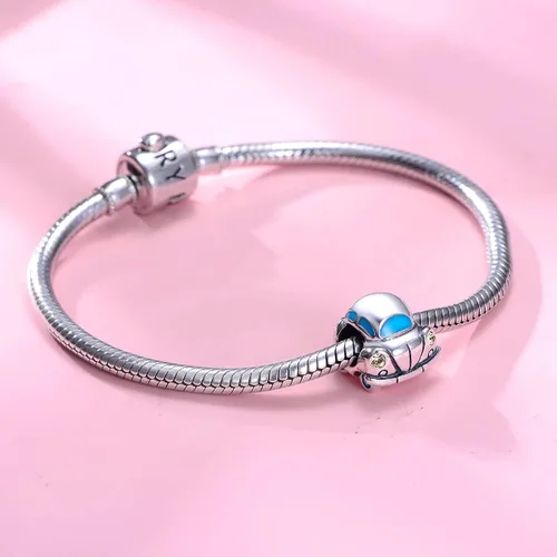 Vista 6 de Colgante de plata de ley 925 para pandora y pulseras o collares similares (Volkswagen Beetle Budgie Bug Car)