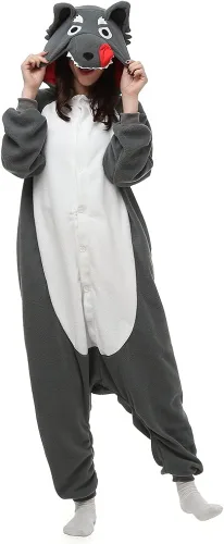 Vista 3 de Wolf Onesie Adult Cosplay Animal Women Men Costume