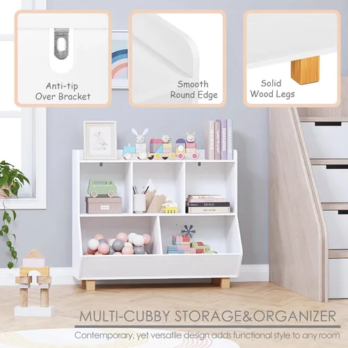 Vista 4 de UTEX - Organizador de almacenamiento de juguetes, estantería para niños y almacenamiento de juguetes con patas, organizador de almacenamiento de 5