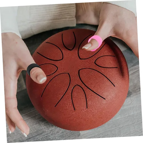 Vista 6 de Fundas de silicona para dedos para tambor de mano, cómodas cubiertas para tambor de lengua, control mejorado, reducción de ruido, rosa y negro