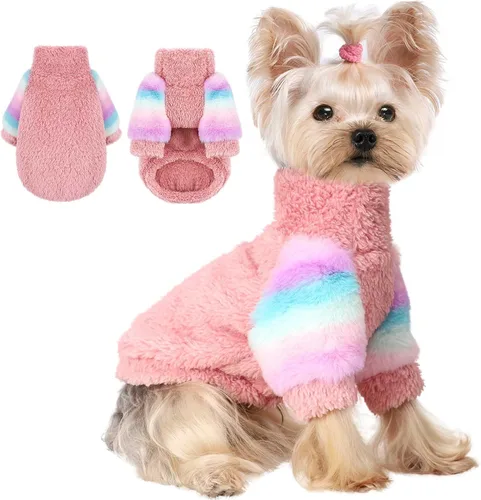 Vista 16 de Suéteres para perros pequeños, niña, perro macho, suéter, forro polar suave, ropa de invierno para mascotas, niño, niña, sudaderas de felpa, Negro