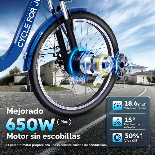 Vista 6 de Triciclo eléctrico para adultos, triciclo eléctrico de 7 velocidades con batería extraíble de 48V 624WH, autonomía de 70 millas en PAS 1, velocidad