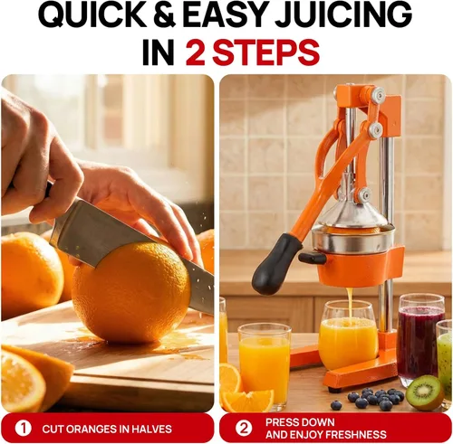 Vista 5 de Exprimidor de cítricos de hierro fundido de cocina, exprimidor manual de naranja, exprimidor de encimera resistente para limón, naranja, fácil