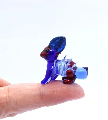 Vista 9 de Micro figuras de conejo de vidrio soplado a mano, animales, regalo coleccionable para decoración del hogar (negro rosa)