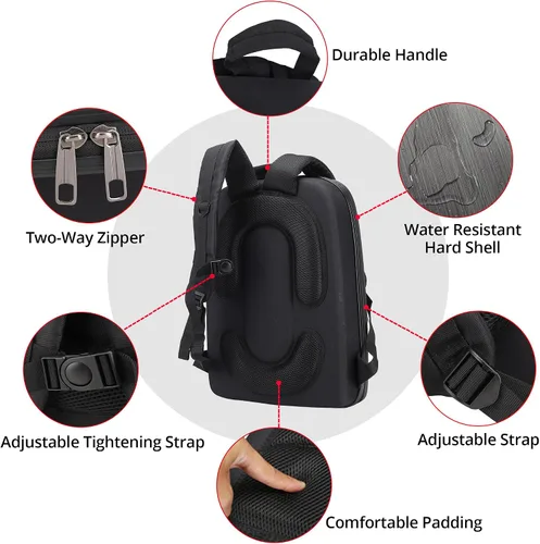 Vista 3 de Estuche duro portátil para combo dron DJI FPV, impermeable, a prueba de golpes, mochila, bolso de viaje para combo dron DJI FPV
