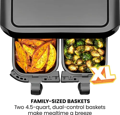 Vista 7 de CHEFMAN Freidora de aire multifuncional 10L+Freidora de aire dual 4.5QT Asador Deshidratador Horno de convección