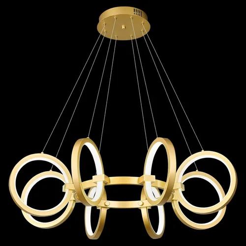Vista 13 de Moderno candelabro LED regulable redondo, lámparas colgantes de 8 anillos, lámparas colgantes ajustables para cocina, isla, sala de estar, comedor