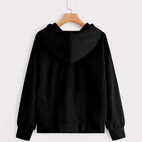 Vista 2 de JEGULV Sudadera con capucha holgada de gran tamaño para mujer, con bolsillos, manga larga, estampado gráfico, ropa de otoño e invierno