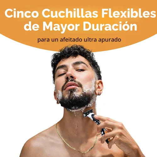 Vista 5 de BIC Flex 5 - Maquinillas de afeitar recargables de 5 cuchillas para hombre, cuidado personal navideño para un afeitado suave, 1 mango y 12