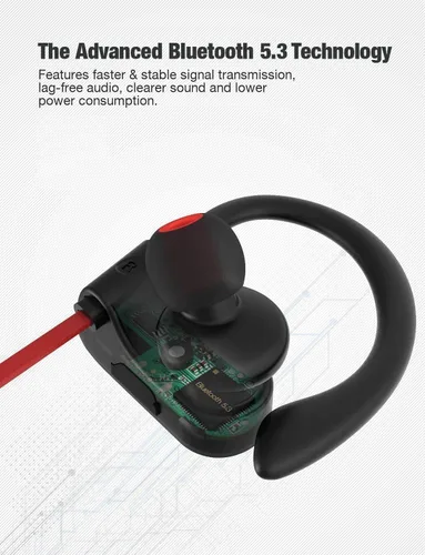 Vista 5 de Auriculares Otium con Bluetooth, auriculares inalámbricos IPX7 impermeables para deportes con micrófono, estéreo HD, resistentes al sudor, para uso