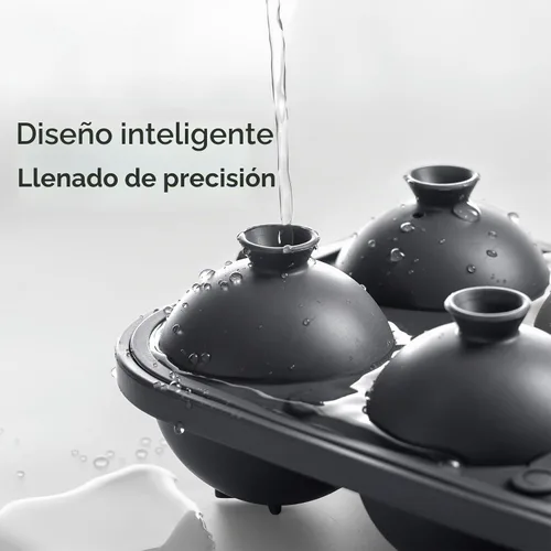 Vista 3 de Moldes para cubitos de hielo, esfera de silicona grande y combo cuadrado con embudo de llenado 2 Inch Round & Square Shapes, Built In Easy Fill