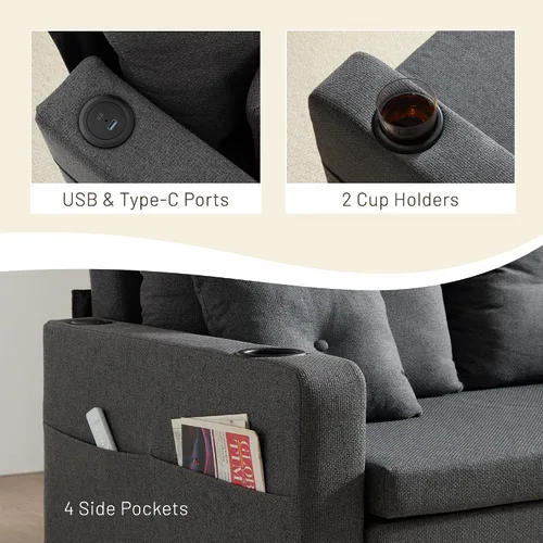 Vista 10 de Krcix Sofá cama 3 en 1, sofá cama extraíble de 56 pulgadas, sofá biplaza