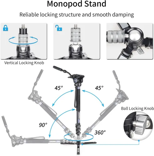 Vista 3 de Innorel PW70 - Mini trípode de mesa con tornillo de 1/4" a 3/8" y carcasa de aluminio CNC para teléfono celular, carga máxima de 33 lb para cámara