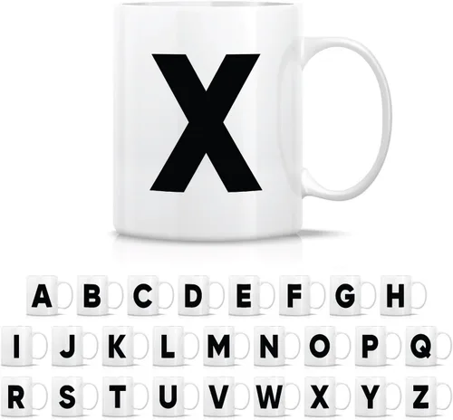 Vista 12 de Retreez Taza con monograma con monograma del alfabeto de la A a la Z con inicial, tazas de café de cerámica de 11 onzas – Agradecimiento