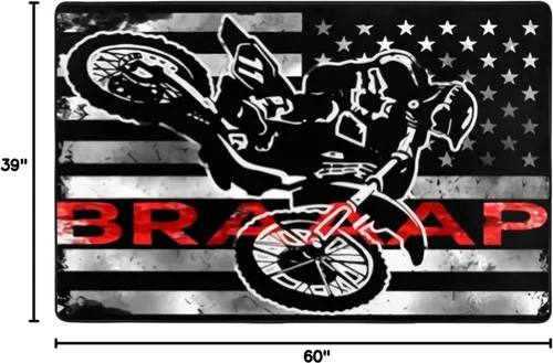 Vista 2 de Alfombra antideslizante de motocross con bandera estadounidense, 60 x 39 pulgadas, ultra suave, esponjosa, alfombra grande para dormitorio, sala