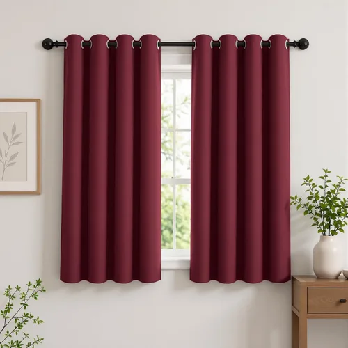 Vista 115 de Cortinas de oscurecimiento de habitación de 45 pulgadas de largo para dormitorio y sala de estar, cortinas térmicas aislantes con ojales
