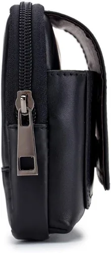 Vista 4 de Bolsa de cuero para cinturón de teléfono, bolsa horizontal para hombres, multiusos, con lazo, monedero, monedero, bolsa para teléfono celular