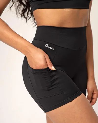 Vista 2 de Danysu Pantalones cortos de entrenamiento con corte en V, pantalones cortos de entrenamiento de cintura alta, pantalones deportivos para gimnasio