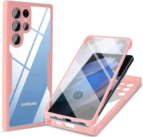 Vista 10 de CCSamll - Carcasa para Samsung Galaxy S21 Ultra con protector de pantalla QC, color negro Clear Slim Shockproof Soft TPU Bumper, Full Body