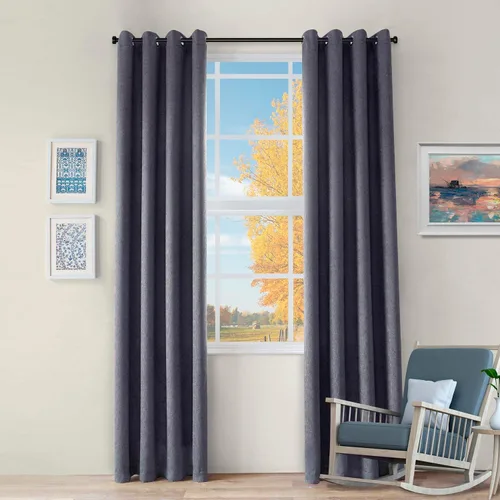Vista 13 de BLUENILEMILLS Paneles de cortinas opacas para oscurecer la habitación con bolsillo para barra, cortinas perfectas para ventanas de cocina, Beige