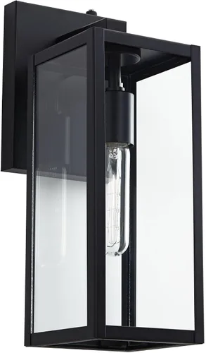 Vista 5 de John Timberland Titan - Juego de 2 lámparas de pared modernas para exteriores, marco rectangular negro místico del atardecer al amanecer, paneles