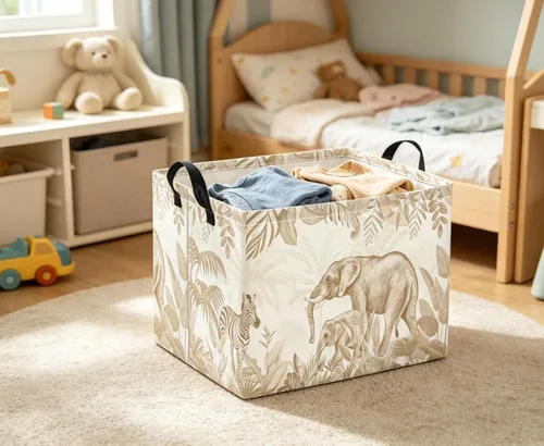 Vista 4 de Cesta rectangular de almacenamiento para bebés y niños, para el hogar, cocina, niñas, lindo contenedor de almacenamiento de juguetes, organizador