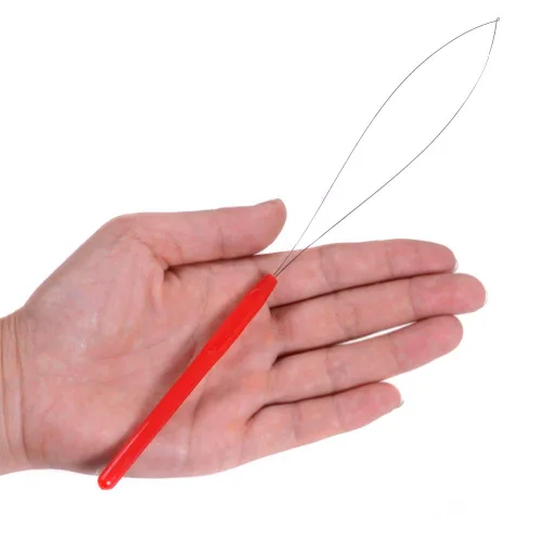 Vista 4 de 6 piezas de plástico para extensión de cabello, enhebrador de aguja, gancho de tracción, herramienta de dispositivo de micro nano cuentas