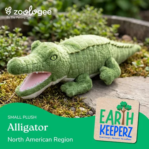 Vista 2 de The Petting Zoo Peluche de cocodrilo, regalos para niños, animales de vida silvestre Earth Keeperz, juguete de peluche de cocodrilo verde Zoologee