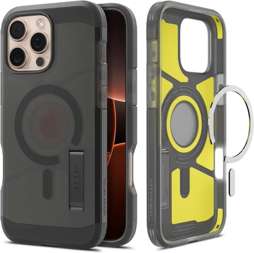 Vista 11 de Spigen Tough Armor MagFit Funda Diseñada para iPhone 15 (2023) [Soporte] [Protección de Grado Militar] Compatible con MagSafe - Negro