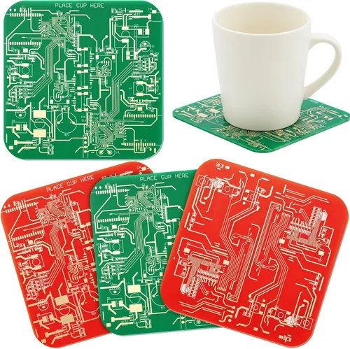 Vista 12 de Nuenen 4 Piezas de Posavasos de Tablero de Circuito PCB para Bebidas, Posavasos de Tablero de Circuito de Oro por Inmersión, Diseño de PCB