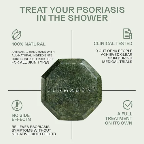 Vista 4 de Barra de jabón Dermabon para el control de la psoriasis, dermatitis y caspa con 2% de alquitrán de hulla como ingrediente activo - 1 paquete Jabón