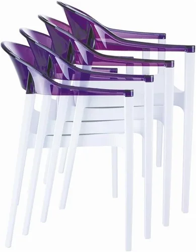 Vista 10 de Compamia Carmen - Silla de comedor para patio con asiento blanco brillante (juego de 2)