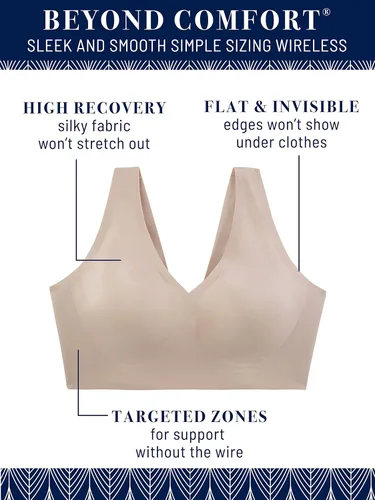 Vista 2 de Vanity Fair Women's Beyond Comfort Sleek and Smooth Simple Sizing Wireless Bra