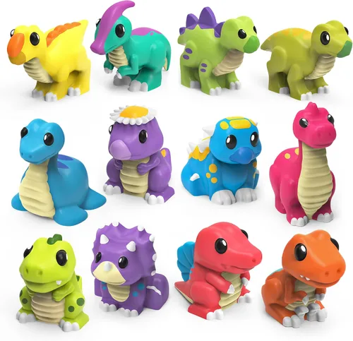 Vista 10 de Tub Works® Juguetes de baño de dinosaurio sin moho, paquete de 6 Diseño de juguetes de baño sellados sin agujeros que mantiene la humedad fuera