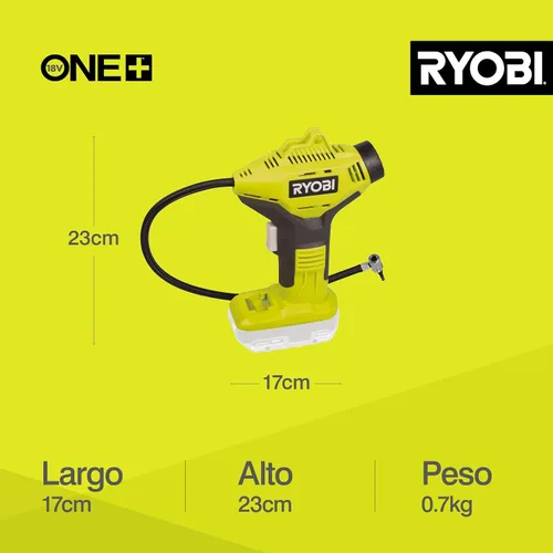Vista 4 de Ryobi Inflador inalámbrico de alta presión R18PI-0 18V ONE+ (solo cuerpo)
