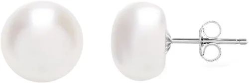 Vista 4 de MABELLA Pendientes de botón de plata de ley 925 AAA auténticos cultivados de agua dulce con perlas blancas y perlas para regalar a las mujeres