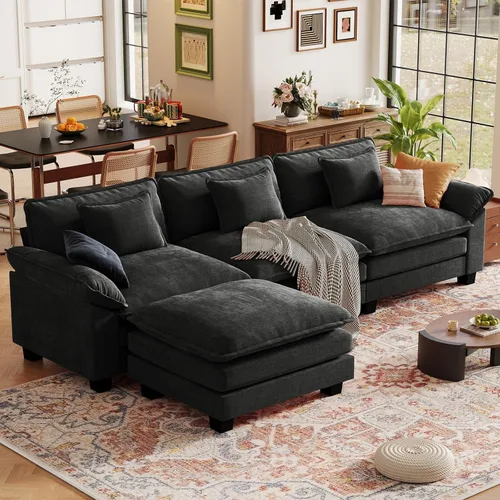 Vista 24 de CDCASA Silla de acento de gran tamaño de 50'' con otomana Asiento extra ancho y profundo estilo sofá nube para sala de estar, dormitorio, rincón