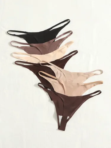 Vista 2 de Verdusa Tanga sin costuras para mujer, paquete de 7 bragas invisibles