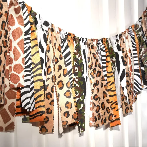 Vista 3 de Cartel para silla alta con temática de safari en la selva, suministros de fiesta de zoológico africano, animales salvajes, cumpleaños, baby shower