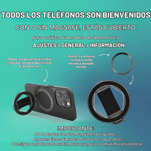 Vista 7 de Smartish® MagSafe Grip Kickstand - Quickstand - Agarre Magnético para Teléfono Celular con Anillo para Dedo, Relleno de Calcetín Navideño - Soporte