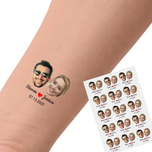 Vista 35 de YESCUSTOM Tatuajes temporales personalizados con foto, tatuaje facial personalizado con logotipo para adultos, parejas, mujeres, hombres, tatuajes