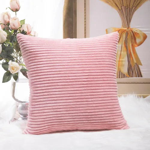 Vista 27 de Home Brilliant Funda de almohada de primavera de 18x18 pulgadas, funda de almohada de terciopelo a rayas para silla y sofá, funda de almohada